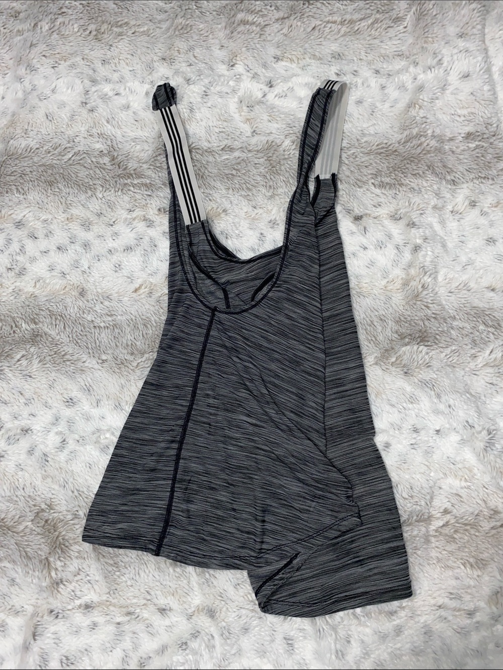 adidas Women's Black Charcoal Striped Sports Tank